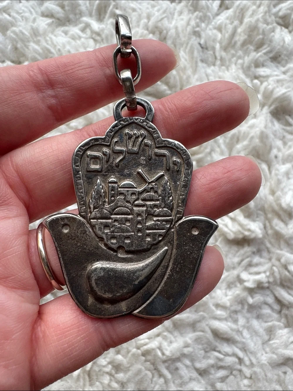 Silver Tone Hamsa Pendant